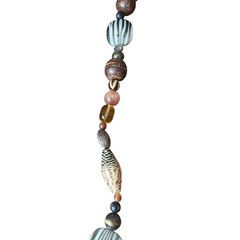 Premier Designs Boho Statement Pendant Necklace Wood Glass Acrylic Beads 35in