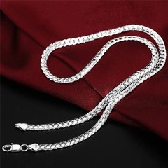 925 Sterling Solid Silver Chain Necklace Jewelry for Women Men Fashion Gift