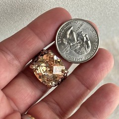 Inspirational Champagne Cushion Cut CZ Crystal Silver Gold Balinese Ring Size 7