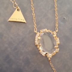 Serefina Gold Tone Crystal Oval Halo Y-Drop Necklace Cable Chain Lobster