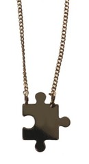 JIGSAW PUZZLE Pendent NECKLACE Lightweight 18cm Chain Lobster Clasp GOLD Tone