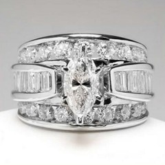 Marquise Cut Lab Created Diamond Wedding Ring Cubic Zircon Diamond Jewellery