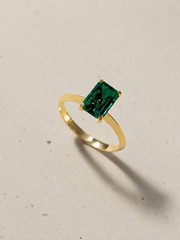 Lab Created Emerald Ring 925 Sterling silver Engagement Ring For Women