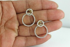 925 Silver Round Cut Simulated Diamond Drop Earrings In 14k Yellow Gold Plated