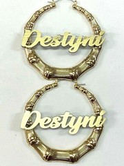 Bamboo Earrings Name Plate Personalized 1.5 2.5 3.5″ Size Choice Custom LaserCut