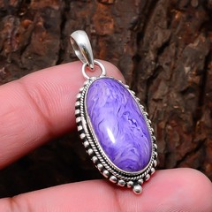 Purple Charoite Gemstone 925 Sterling Silver Jewelry Pendant 1.77″ P1087812423