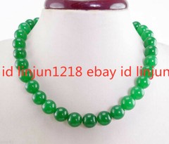 Beautiful Natural 8mm 10mm 12mm Green Jade Round Beads Necklace 18-36″ AAA