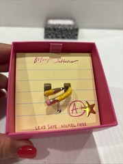 Betsey Johnson Curved Yellow Pencil & Pink Eraser Wrap Ring Size 7.5 NWT & Box