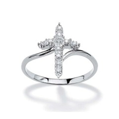 Sterling Silver Classic Clear CZ Religious Cross Fashion Ring Size 6-9 NEW!!
