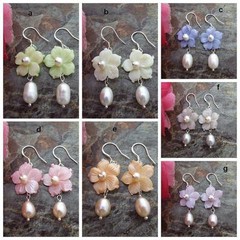 On Sale Mother Of Pearl Flower Rice Freshwater Pearl Fashion Earrings Women je