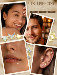 Hypoallergenic Flat Back Stud Earrings Surgical Steel Cartilage Earrings for Wom