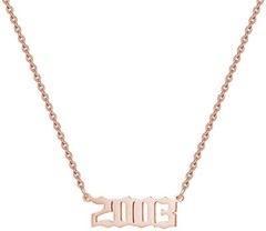 Birth Year Number 2003 Necklace with Chain 14k Rose Gold Plated Sterling Silver