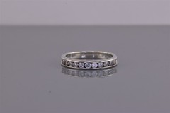 Sterling Silver 3.5mm Channel Set Cubic Zirconia Band Ring 925 Sz: 9