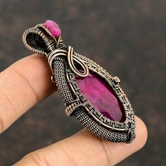 Wire Wrapped Pendant Handcrafted Copper Designer Jewelry 2.56″