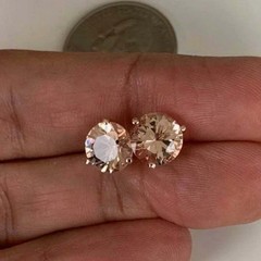 2Ct Round Cut Lab Created Morganite Womens Stud Earrings 14K Rose Gold Finish