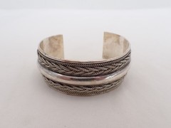 Estate Sterling Silver Bali Style Massive Cuff Bracelet TH-11