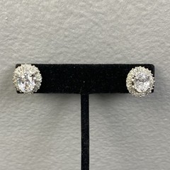 Nolan Miller Glamour Collection Post Earrings Crystal Silvertone 1/2″ x 5/8″