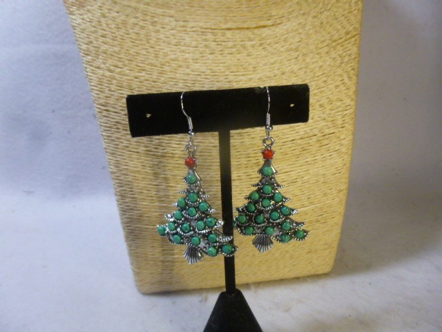 Cute Christmas Tree Southwestern Style French Hook Earrings