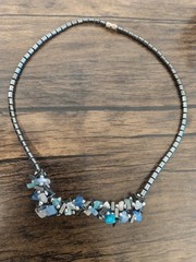 Modern Elegant Bead Necklace Unique Blue and Metallic Design for Daily Wear