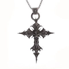 1pc Vintage Gothic Skull Cross Pendant Necklace Religious Amulet for Men – NEW