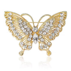 Luxury Butterfly Crystal Rhinestone Brooch Gold Insect Pin Summer Jewelry Gift