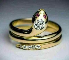 2Ct Round Cut Lab Created Diamond Snake Fancy Ring 14K Yellow Gold Plated