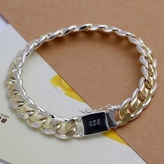 925 Sterling Silver Solid 20cm chain Bracelet men women Chain fashion Jewelry