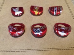 Coloured Dome Lucite Plastic Resin Ring with Different Designs – Retro 80’s NEW