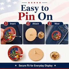 250th Anniversary USA Brooch Pin 1776-2026 Patriotic One Size, bell-gold