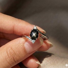 Black Star Sapphire Ring 925 Sterling Silver Solitaire Women’s Ring