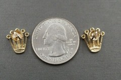 10K Solid Yellow Gold Beautiful 0.5″ Princess Queen King Crown CZ Stud Earrings.