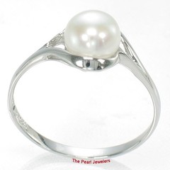 Solid Sterling Silver 925 White Freshwater Cultured Pearl Solitaire Ring – TPJ