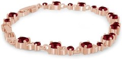 Simulated Diamond Ruby Leaf Shape Tennis Bracelet in 14k Gold Plated Silver
