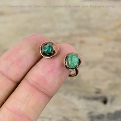 Copper Zambian Emrald Gemstone Bezel Solitaire Electroformed New Ring Jewelry