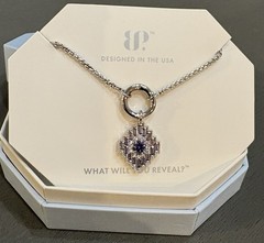 BP Rhodium Plated Light Tanzanite CZ Asymmetrical Charm Necklace 18″ NK61712