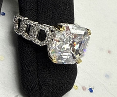 Vanna K ~ Bella Luce White Cubic Zirconia Platineve Asscher Cut Ring 13.23ctw ~9