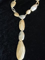 Chico’s Beautiful Gold And Silver Tone Long Statement Necklace