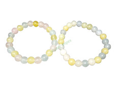 Natural Morganite Aquamarine Beryl Beaded Stretch Bracelet Pastel Gemstone