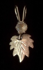 10K 16mm Solid Yellow & Rose Gold Clear Crystal CZ Leaf Petal Pendant Charm ~DD