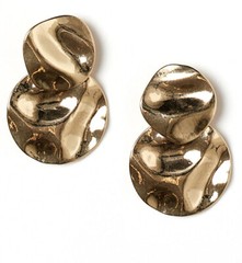 3.5cm DROP EARRINGS Lightweight Metal Wavy GOLD Tone Pendant