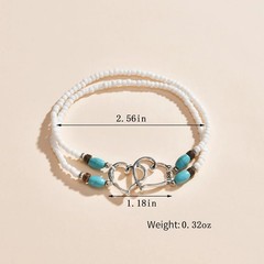 Elastic Beaded Ankle Bracelets for Women Double Heart Layered Stretch Ankle Brac