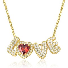LOVE Necklace for Women,14K Gold Plated Love Heart Personalized Birthstone Neckl