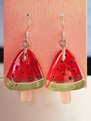 Watermelon Popsicle Yummy Fun Chunky Earrings