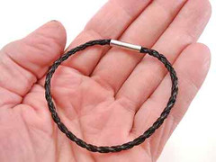 Braided Leather Surfer Bracelet/Ankle w/ Bayonet Clasp 3mm Unisex Black or Brown