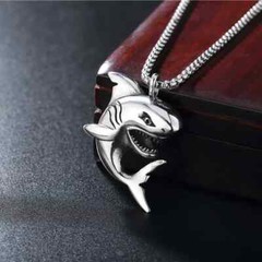 Summer Beach Surfer Shark Pendant Necklace Jewelry Stainless Steel