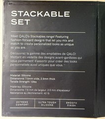 QALO Stackable Silicone Band Ring Set Gray/White Size 8 7.5mm Signed