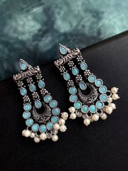 Colourful statement chandelier earrings
