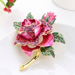 Rhinestone Rose Brooch – Exquisite Floral Design Elegant Jewelry for Women