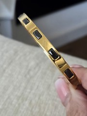 18k Gold Plated Titanium 6cm Diameter Hypoallergenic Black Crystal Bracelet.