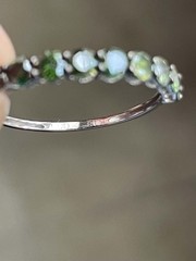 1 Carat Half Eternity Ring With Natural Green Diamond And 18k Japan White Gold